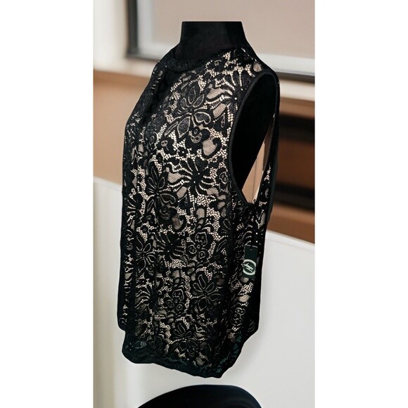 LIBERTY LOVE Black Lace Sleeveless Blouse V Neck Size 2XL NWT - Picture 3 of 8